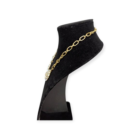 Vintage J Crew Signed Gold Tone & Clear Rhinestones Necklace Lobster Claw Clasp - Picture 8 of 12